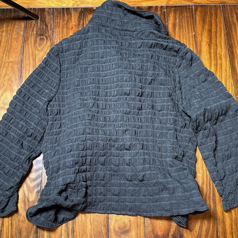 Joseph Ribkoff Bubble Woven Cropped Jacket Black Open Front Sz 6 A1673